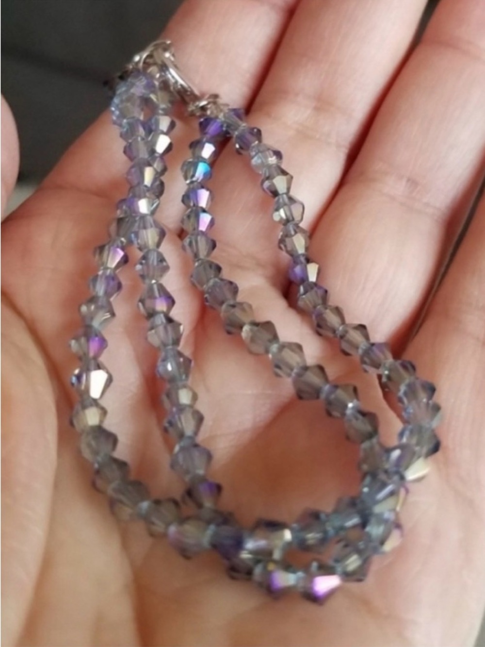 Swarovski Elements Silver Aurora Borealis Double Row Crystal Bracelet NEW